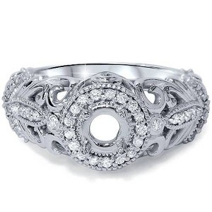 Pompeii3 3/8ct Vintage Diamond Engagement Ring 14K White Gold - 1 of 4