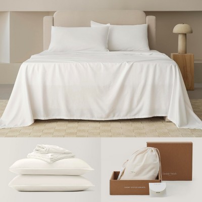 Cotton Tencel Sheet - Luxury Hotel Bedding Set, Soft, Cooling & Breathable for Hot Sleepers, Deep Pocket Up to 16 Inches