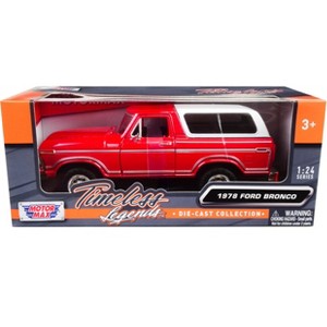 1978 Ford Bronco Custom Red and White "Timeless Legends" Series 1/24 Diecast Model Car by Motormax - 1 of 3