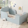 CAVINAS Childlike Bear-Shaped Toddler Bed Frame with Fence,Ages 3-6 Small Floor Bed for Kids Room,Bedroom - 2 of 4