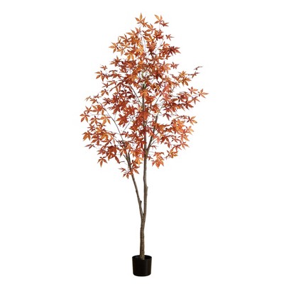 Nearly Natural 7-ft Autumn Japanese Maple Artificial Fall Tree