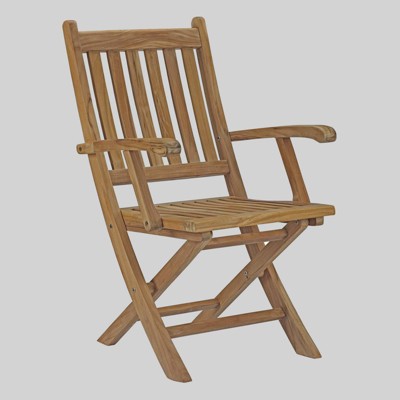 Marina Teak Outdoor Patio Folding Chair - Natural - Modway