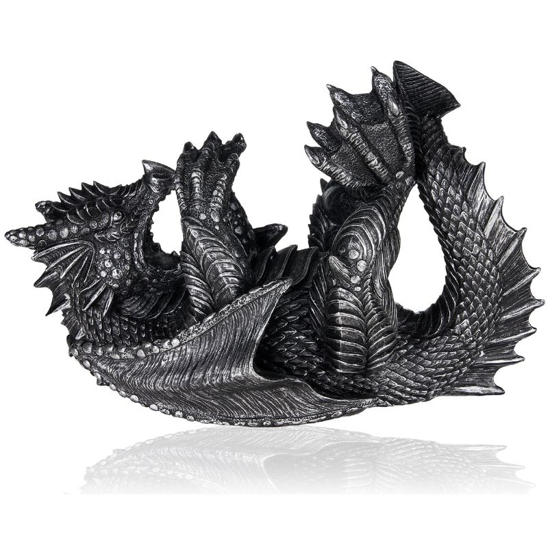 True Dragon Wine Bottle Holder | Fantasy Tabletop Statue, Gothic Wine Accessory, Soft Base Protects Tables, Pewter Color Finish, 5 of 6