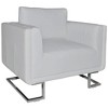 vidaXL Scandinavian-Modern Cube Armchair, White Leather Upholstered, Solid Wooden Frame with Chrome Feet, Comfort with High Tensile Pillow - 2 of 4
