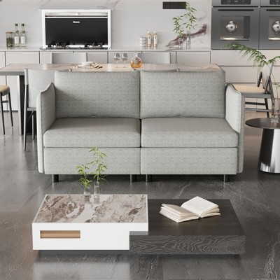 NicBex Couches for Living Room Armless Seat Loveseat Couches Chaise Longue Sofa Fabric Flexible Sofa with Storage for Small Spaces, Living Room