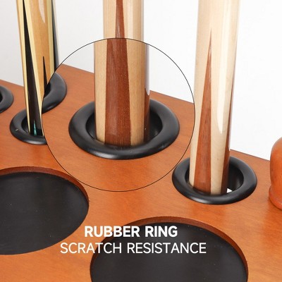 Oak Corner-Style Floor Stand Billiard Pool Cue Rack with Score Counters