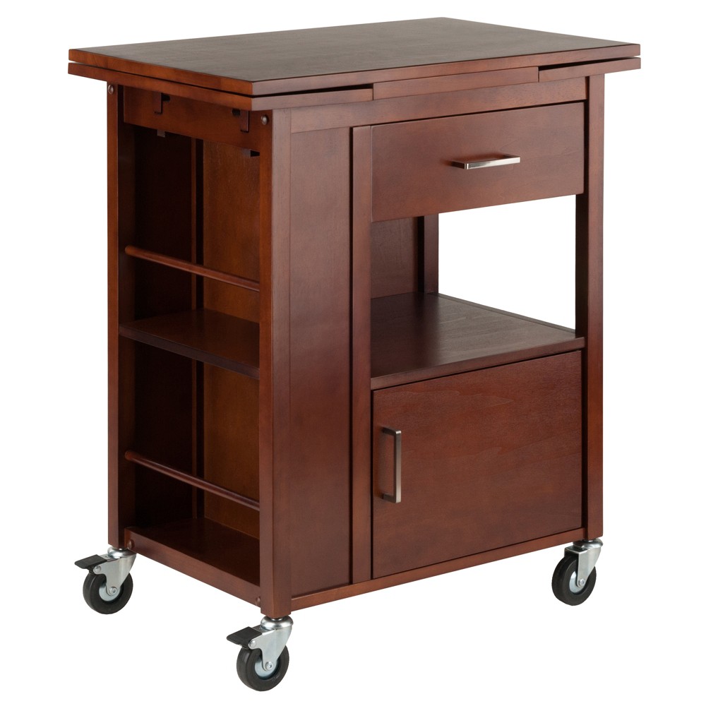 Photos - Other Furniture Winsome Gregory Kitchen Cart Walnut - : Mobile Storage Unit with Drop Leav