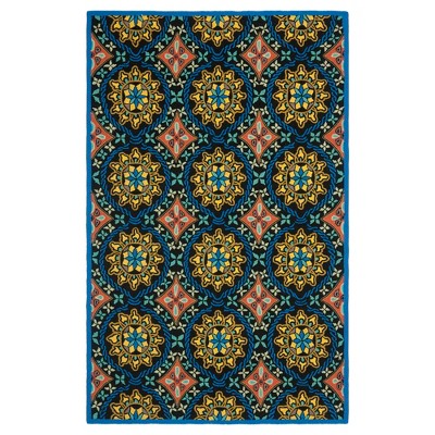 Black/Blue Shapes Hooked Accent Rug 3'6"x5'6" - Safavieh