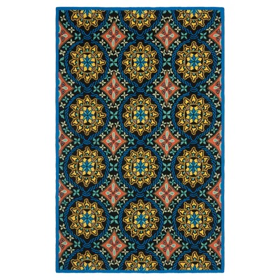 Black/Blue Shapes Hooked Accent Rug 3'6"x5'6" - Safavieh