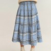 Anna-Kaci Women's High Waist Plaid Midi Skirt with Soft Textured Fabric and Tiered A-Line Silhouette - 3 of 4