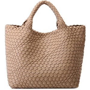 Generic Woven Bag for Women, Vegan Leather Tote Bag - 1 of 4