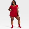 Women's Ribbed Short Sleeve Shirt and Shorts Pajama Set - Auden™ - 3 of 3