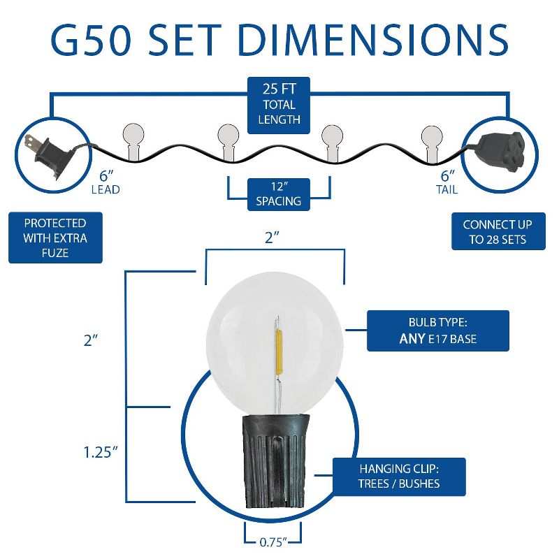 Novelty Lights Warm White LED G50 Globe Plastic Shatterproof Outdoor Patio String Lights, 4 of 9
