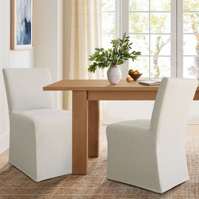 North Set of 2 Removable Slipcover Dining Chair,Linen Blend Upholstered Parsons Chairs-Maison Boucle
