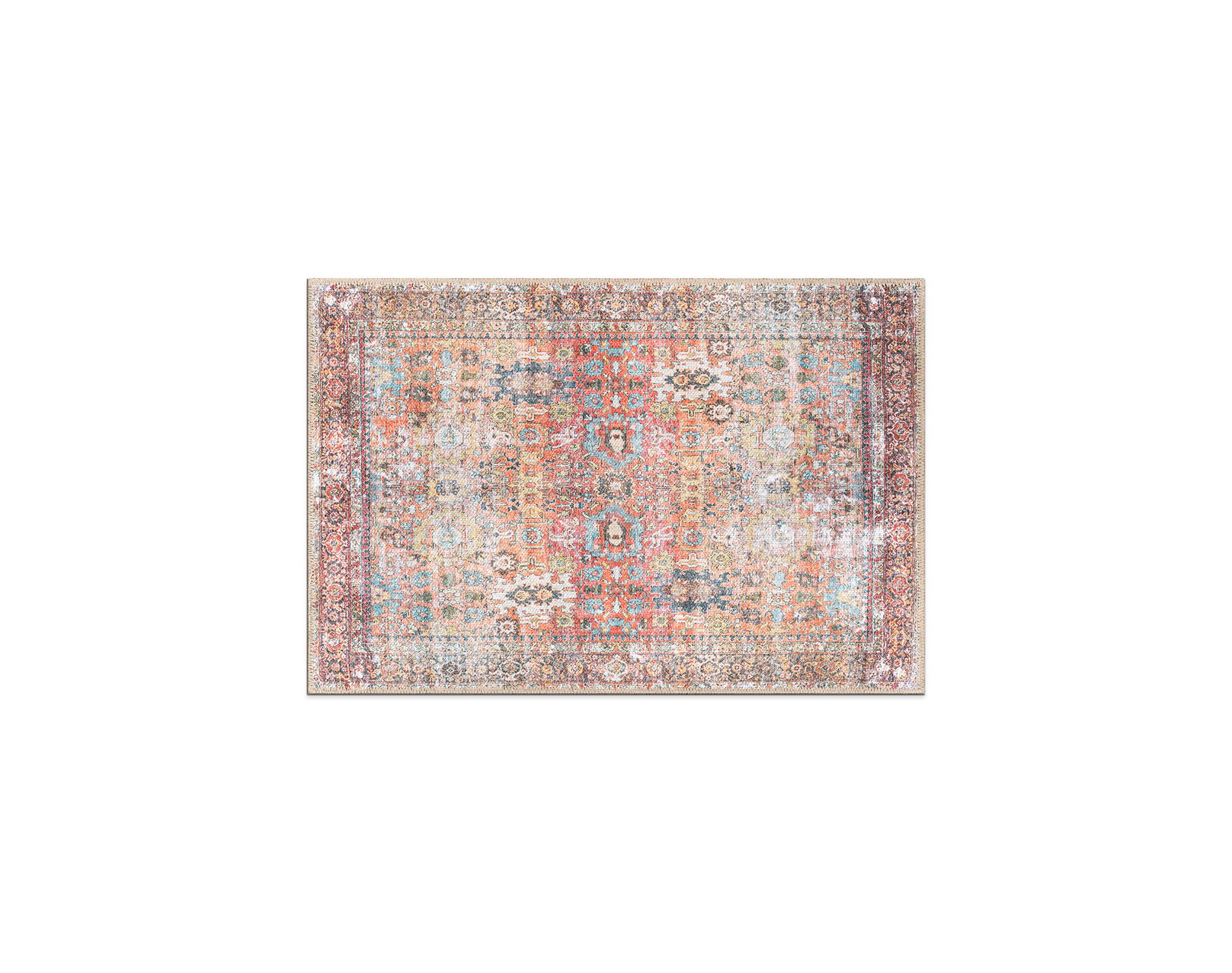 World Rug Gallery Transitional Distressed Machine Washable Non Slip Door Mat - MULTI 2'x3'