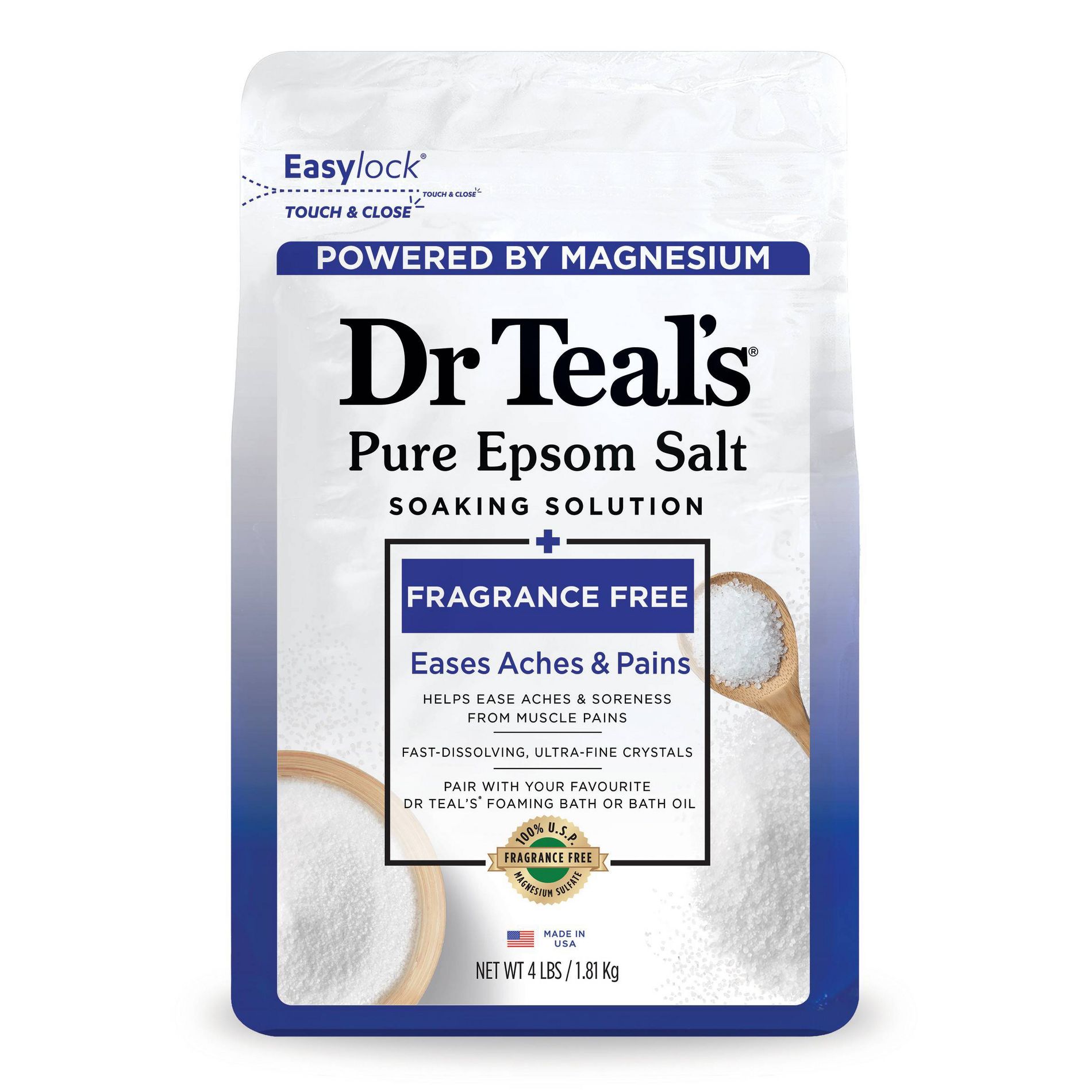 Dr Teal's Epsom Salt Magnesium Soak - Fragrance-Free - 4 lbs