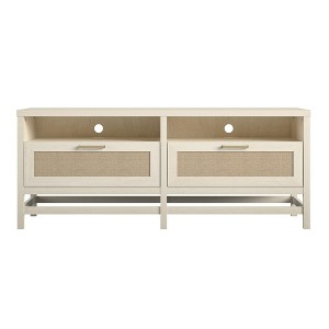 Ameriwood Home Lennon TV Stand for TVs up to 60", Ivory Oak and Faux Rattan - 1 of 4