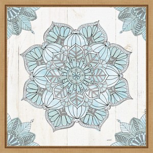 Amanti Art Mandala Morning V Blue and Gray by Anne Tavoletti Canvas Wall Art Print Framed 16-in. x 16-in. - 1 of 4