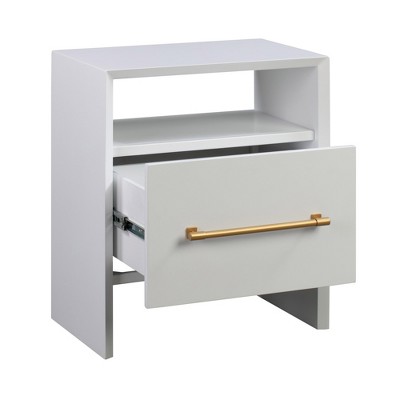Libre Contemporary Black Nightstand with Gold Accents and Storage Shelf