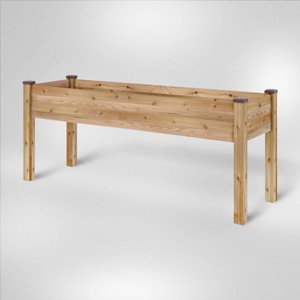 CedarCraft Elevated Cedar Planter Rectangular Outdoor Garden Bed Natural 23"x72"x30": Weather-Resistant with Drainage Holes - 1 of 4