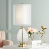 Pacific Coast Lighting Sophie 29" Tall Teardrop Modern End Table Lamp USB Port Gold Clear Brass Finish Glass Single Double Shade Living Room Charging - 2 of 4