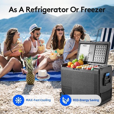 Black Portable Compressor Cooled Car Refrigerator with Flip-Up Lid