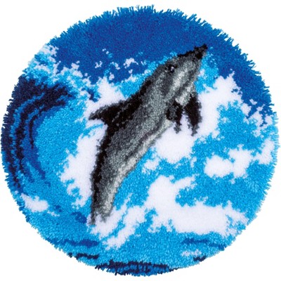 Vervaco Shaped Rug Latch Hook Kit 22" Round-Dolphin