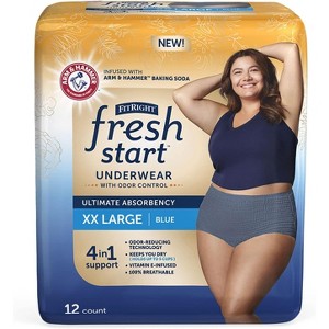 FitRight Fresh Start Incontinence & Postpartum Underwear for Women, XXL, Blue, Ultimate Absorbency, Disposable with Odor-Control by ARM & HAMMER - 1 of 4