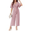 Imily Bela Effortless Summer Style Womens Tie Front Wide Leg Jumpsuit with Flowy Comfort - 2 of 4