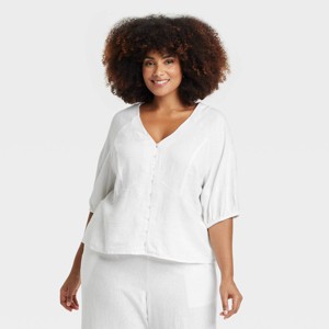 Women's Linen Blouse - A New Day™ - 1 of 3