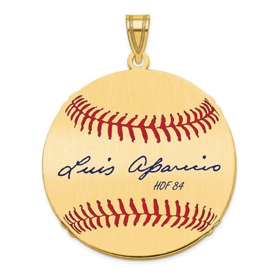 Black Bow Jewelry 14K Gold Plated Luis Aparicio Signature LG Enamel Baseball Pendant