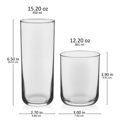 Libbey Lisbon Clear Glass 16-Piece Tumbler and Rocks Set
