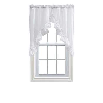 Ellis Stacey 1.5" Rod Pocket High Quality Fabric Solid Color Window Ruffled Swag 60"x38" White