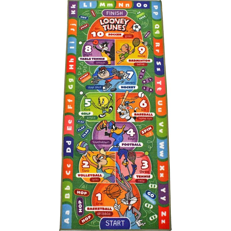 KC CUBS | Looney Tunes Boy & Girl Kids Hopscotch Number Counting Educational Learning & Game Play Nursery Bedroom Classroom Rug Carpet, 2' 7" x 6' 0", 1 of 11