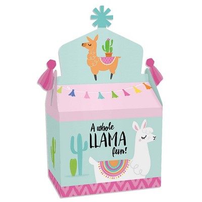 Big Dot of Happiness Whole Llama Fun - Treat Box Party Favors - Llama Fiesta Baby Shower or Birthday Party Goodie Gable Boxes - Set of 12