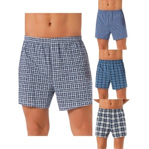 INSPIRE CHIC Men's 4 Pack Elastic Waistband Plaid Printing Boxer Shorts - 1 of 4