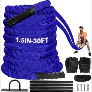 Battle Rope for Home Gym, Heavy Weighted Training Rope with Protective Cover for Full Body Workout - 1 of 4