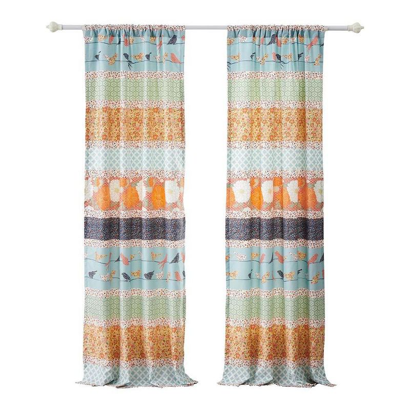 Barefoot Bungalow Carlie High Quality Light Filtering Window Panel Pair - Each 42"x84" Calico Stripe, 4 of 5