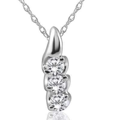 Pompeii3 1/3ct Three Stone 3 Diamond Pendant 14K White Gold