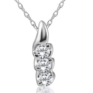 Pompeii3 1/3ct Three Stone 3 Diamond Pendant 14K White Gold - 1 of 4