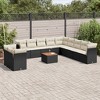 vidaXL Patio Sofa Set with Cushions Outdoor Furniture 12 Piece Poly Rattan - Black and Cream - 2 of 4