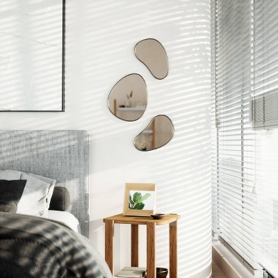 Set of 3 Organic-Shaped Metallic Frame Mirrors