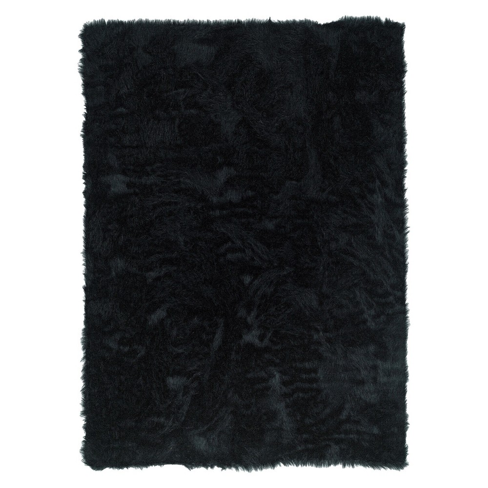 5'x7' Faux Sheepskin Area Rug Black - Linon