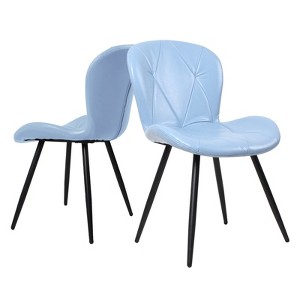 CLIHOME Set of 2 Modern Upholstered Leather Dining Chairs, Comfortable Dining Chairs with Thick Cushions & Metal Legs - 1 of 4