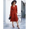 Clearlove Casual V Neck Layered Long Sleeve Wedding Guest Maxi Dresses for Women Flowy Maxi Dress - 3 of 4
