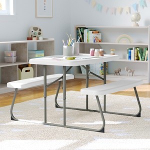 Flash Furniture Easy-Fold Folding Plastic Kids Outdoor Picnic Table and Benches - Commercial Grade - Recommended for up to Age 5 - 1 of 4