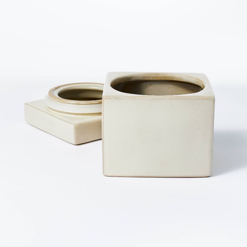 5&#34; x 5&#34; Carved Ceramic Box Gray - Threshold&#8482; designed with Studio McGee, 4 of 5