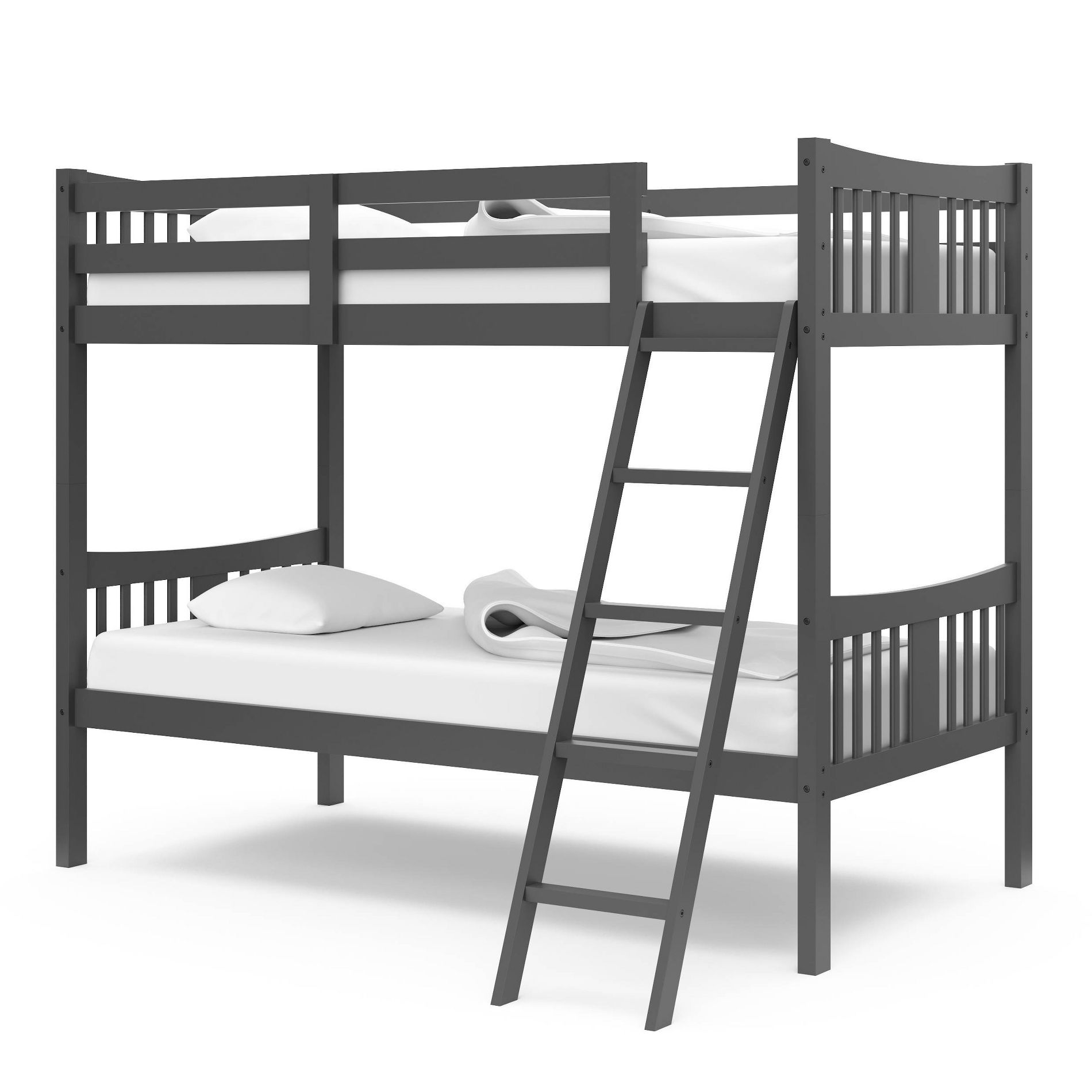 Twin Rockridge Solid Wood Kids' Bunk Bed Gray - Storkcraft: Twin Over Twin, Built-In Ladder, Converts to Two Beds