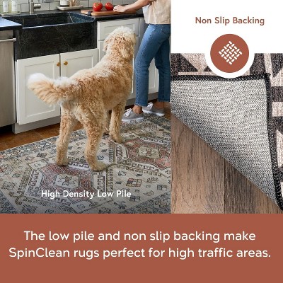 Beige 4' x 6' Reversible Synthetic Medallion Area Rug