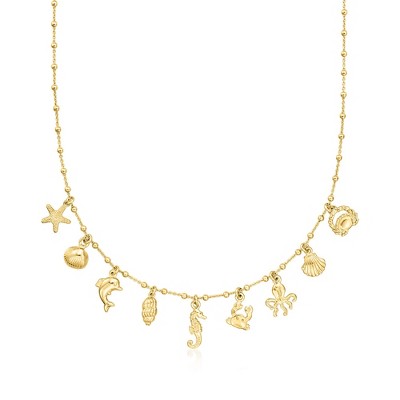 Pure Collection by Ross-Simons Italian 18kt Gold Vermeil Sea Life Charm Necklace. 16 inches